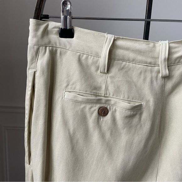 Vintage Tommy Bahama Front Pleat Cuffed Silk Pants Buttercream 36 - Picture 6 of 8